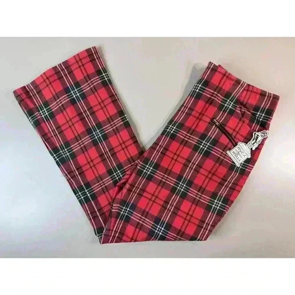 RVCA x Stella Maxwell NWT Women’s Ramone Pants Size 29 Red Plaid Punk Grunge Emo - Picture 2 of 16